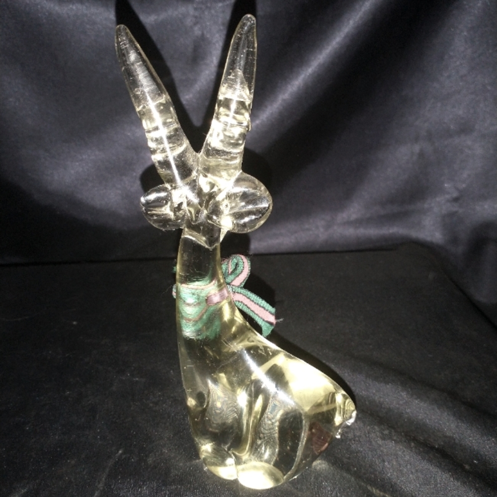 SaLE----------       Vintage Enesco clear art Glass Deer